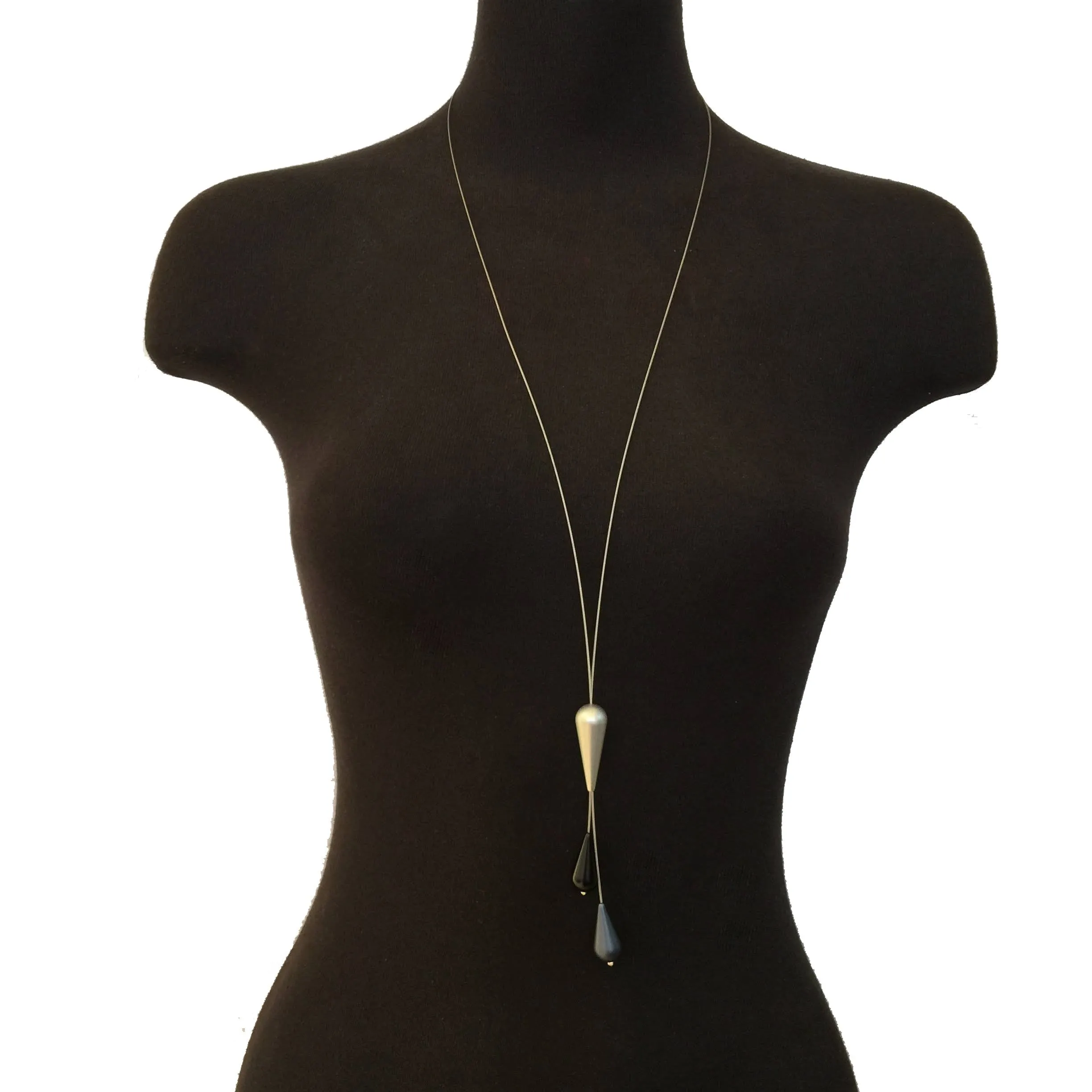 Adjustable Bolo Necklace - Silver/Grey/Black