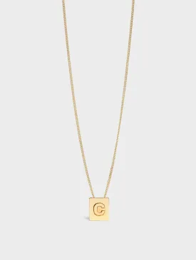 Alphabet C necklace in brass with Gold