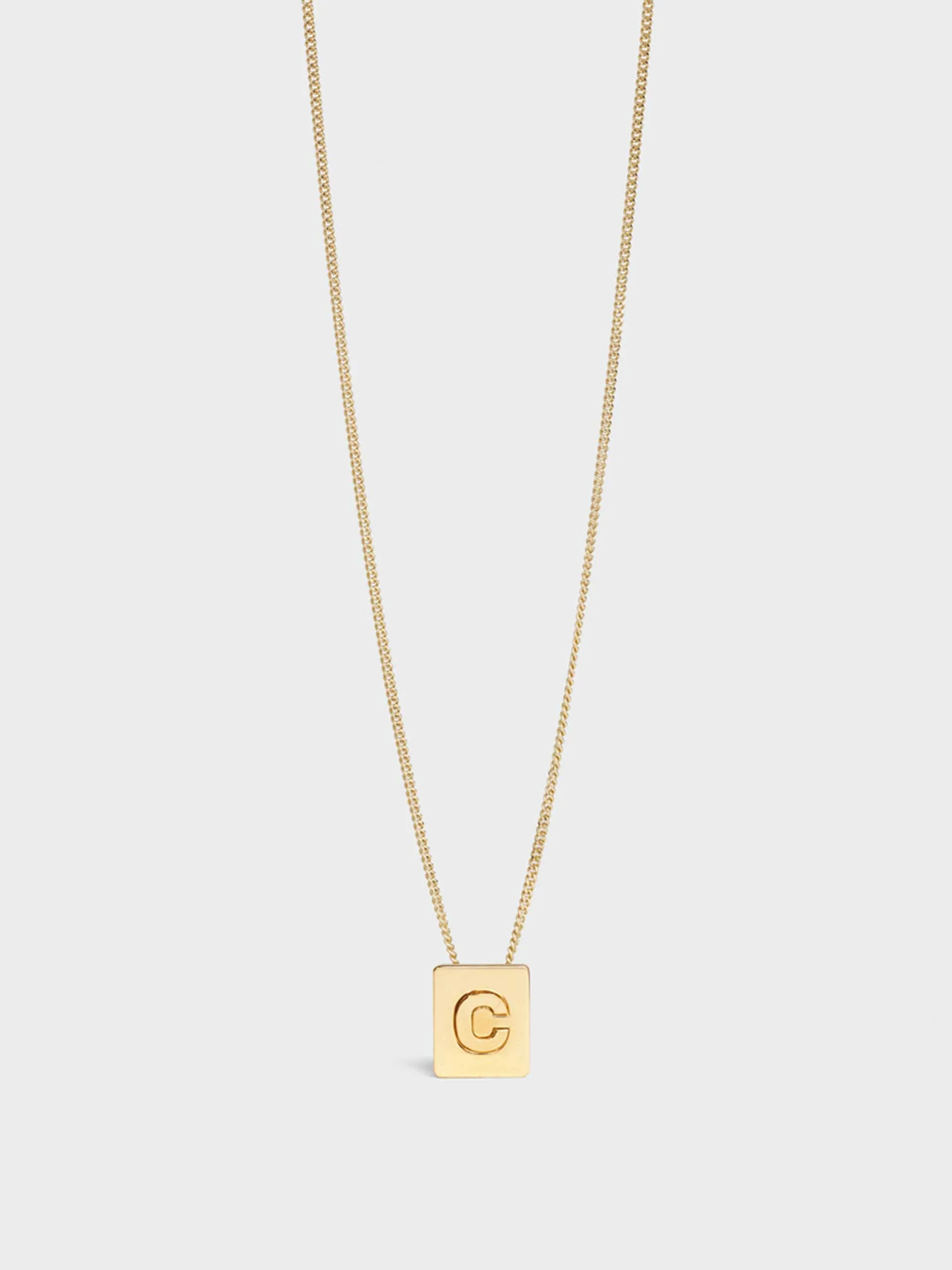 Alphabet C necklace in brass with Gold