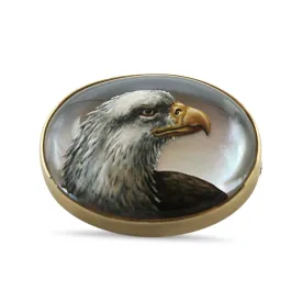 American Import Eagle Head Reverse Intaglio Brooch