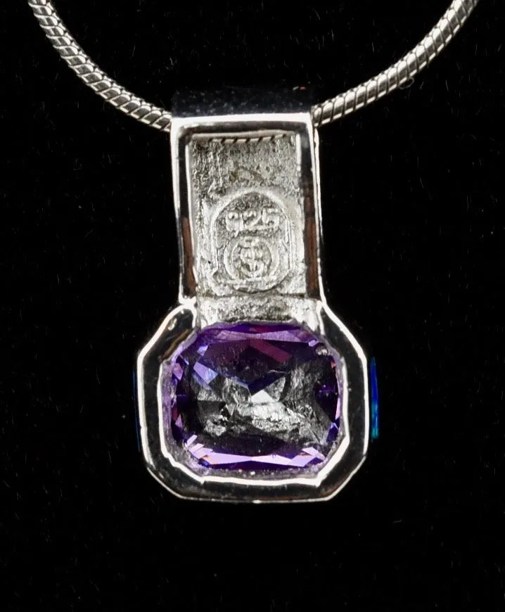 Amethyst and Opal Sterling Silver Pendant on Sterling Silver Chain