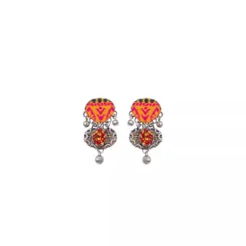 Ayala Bar - H2037 Orange Embroidered Dream Savita Earrings