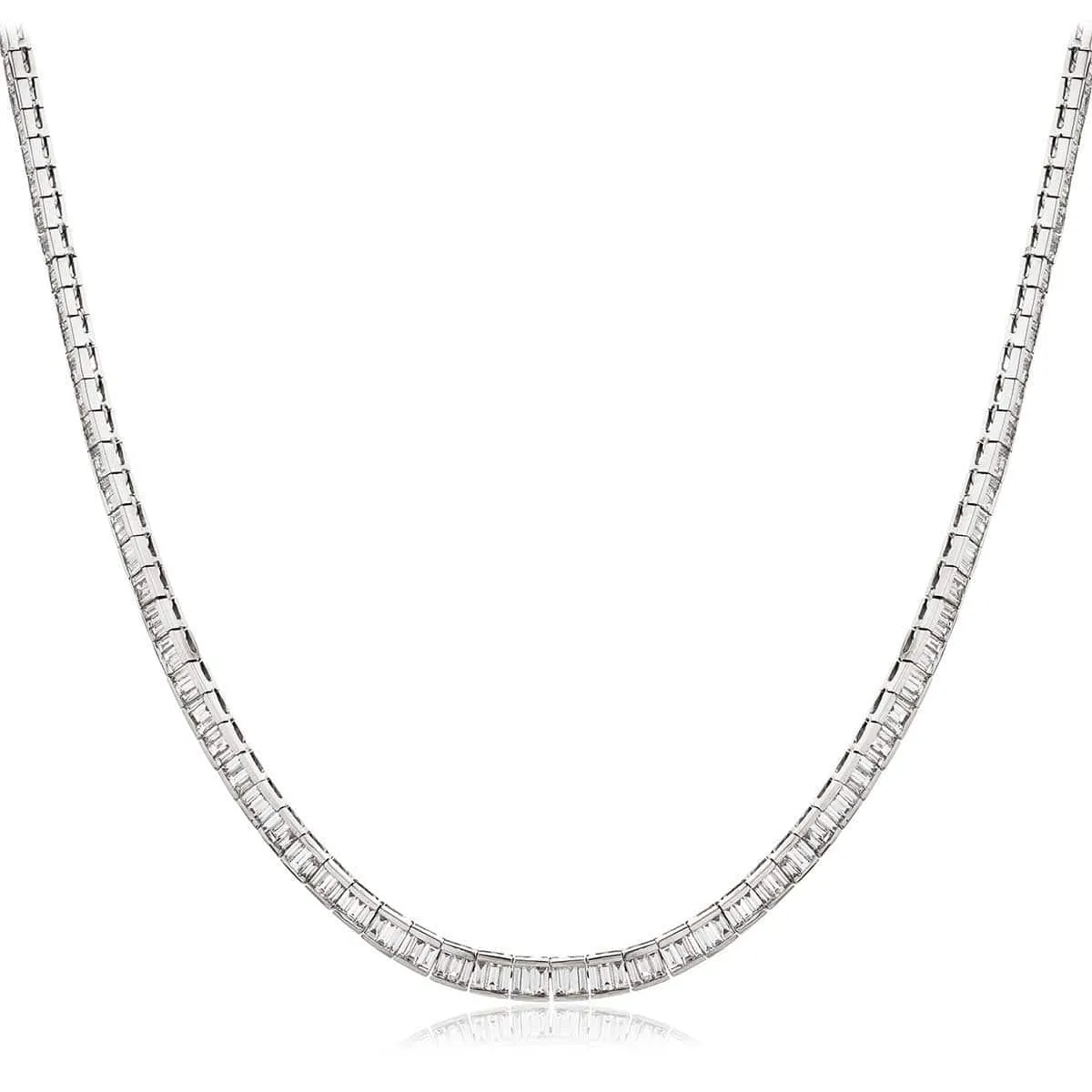 BAGUETTE CUT DIAMOND CHANNEL SETTING Necklace IN 18K WHITE GOLD