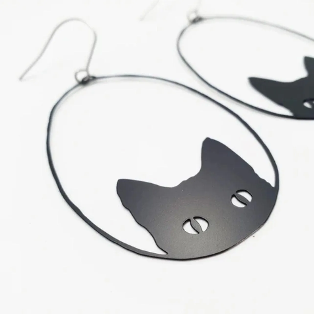 Black Cat Earrings - Cat Jewelry, Handmade Earrings, Handmade Jewelry, Animal Earrings, Black Cat, Animal Jewelry, Silhouette Earrings