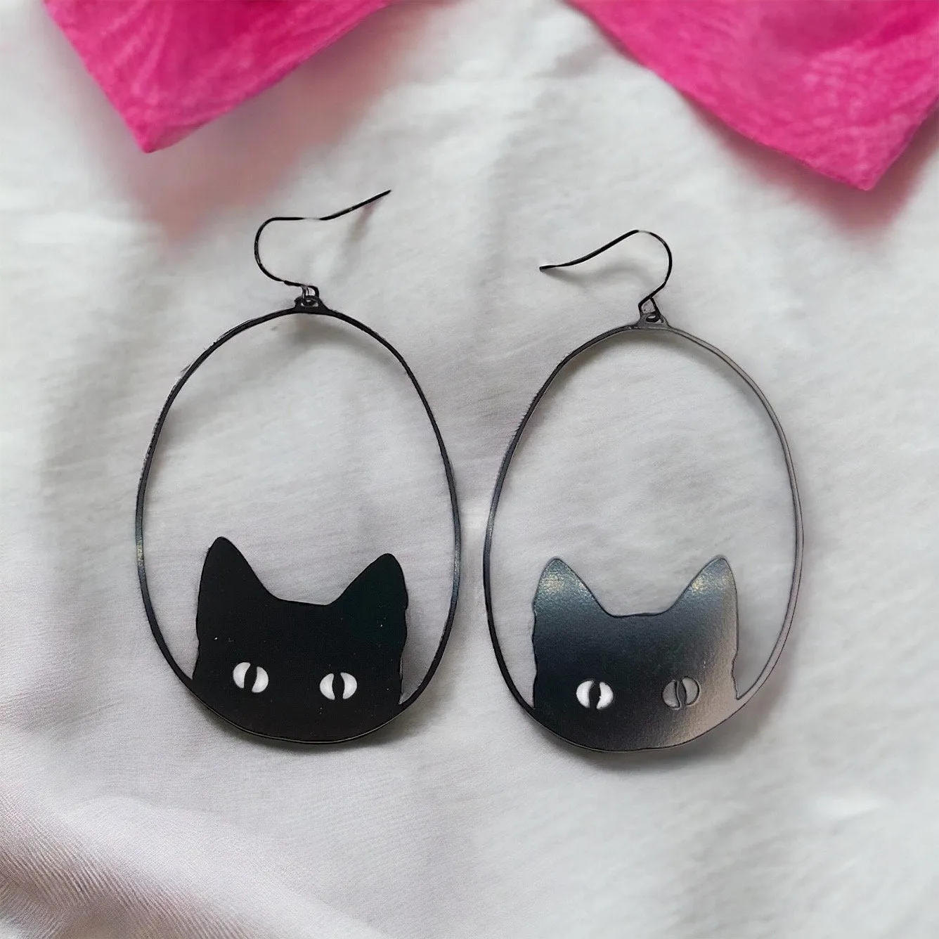 Black Cat Earrings - Cat Jewelry, Handmade Earrings, Handmade Jewelry, Animal Earrings, Black Cat, Animal Jewelry, Silhouette Earrings