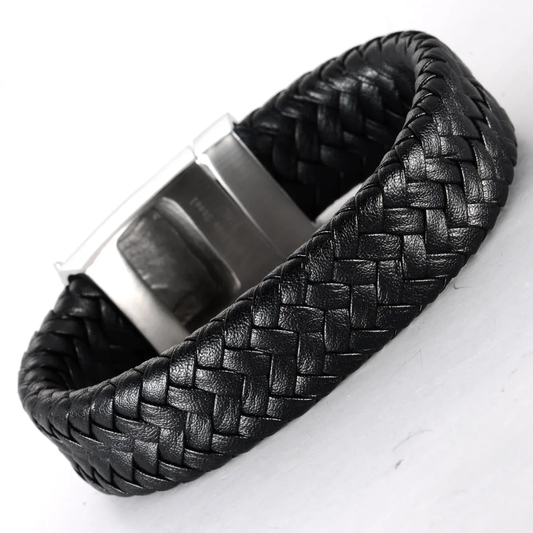 Black Metal Skeleton King Leather Bracelet