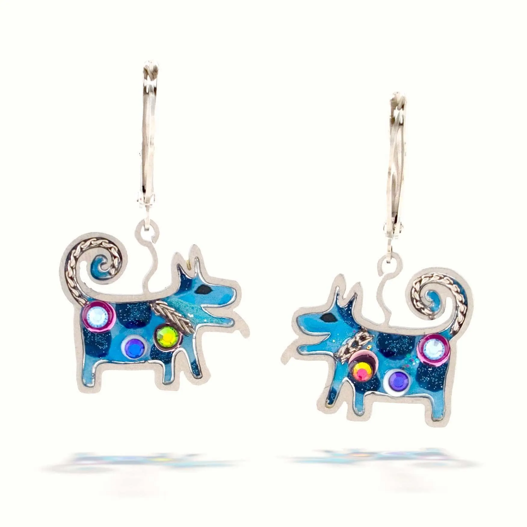 Blue Puppy Dog Earrings