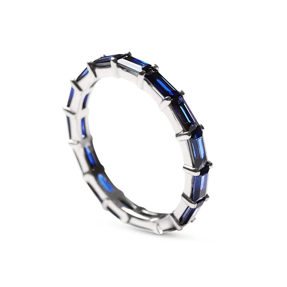 BLUE SAPPHIRE BAGUETTE ETERNITY BAND