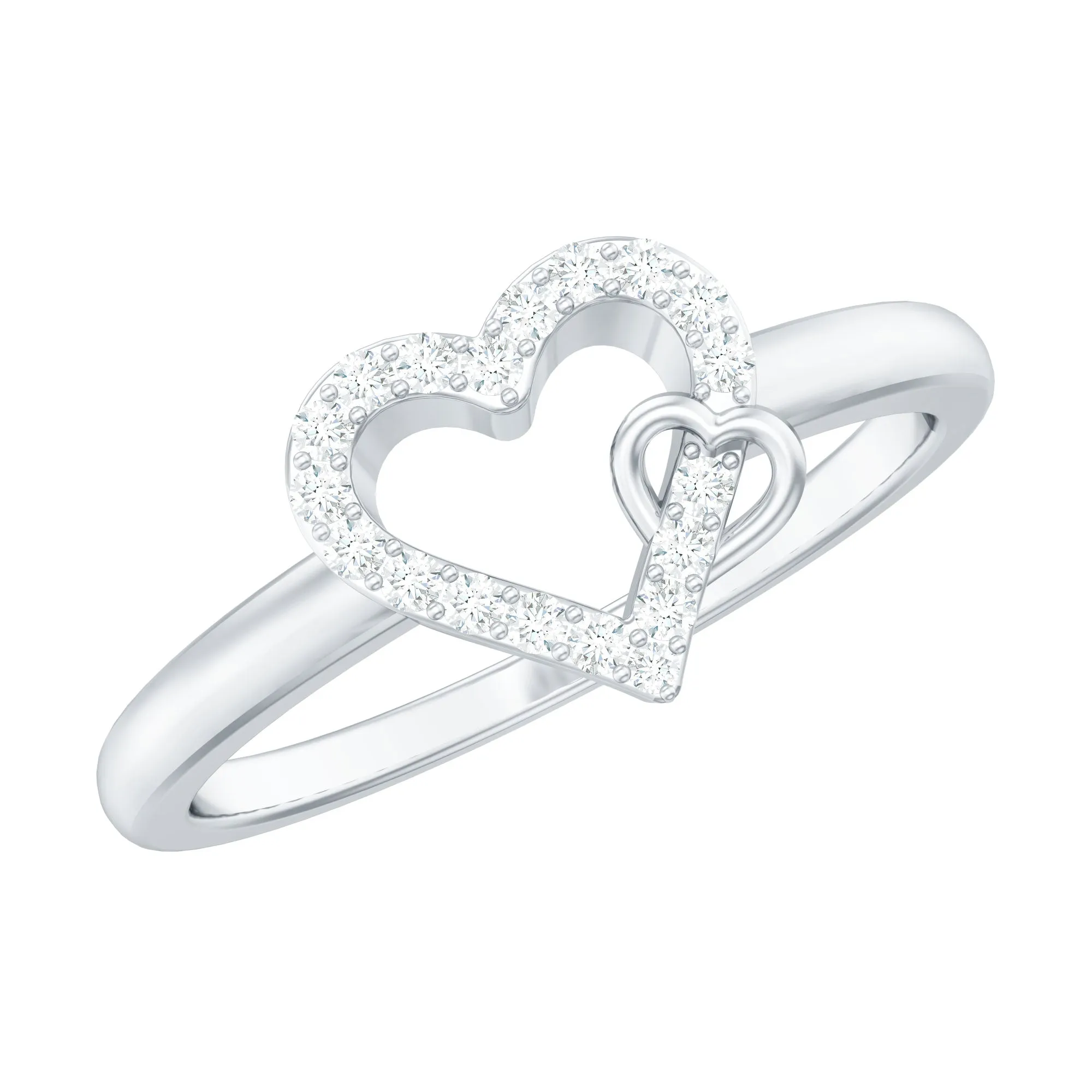 Certified Diamond Open Heart Promise Ring