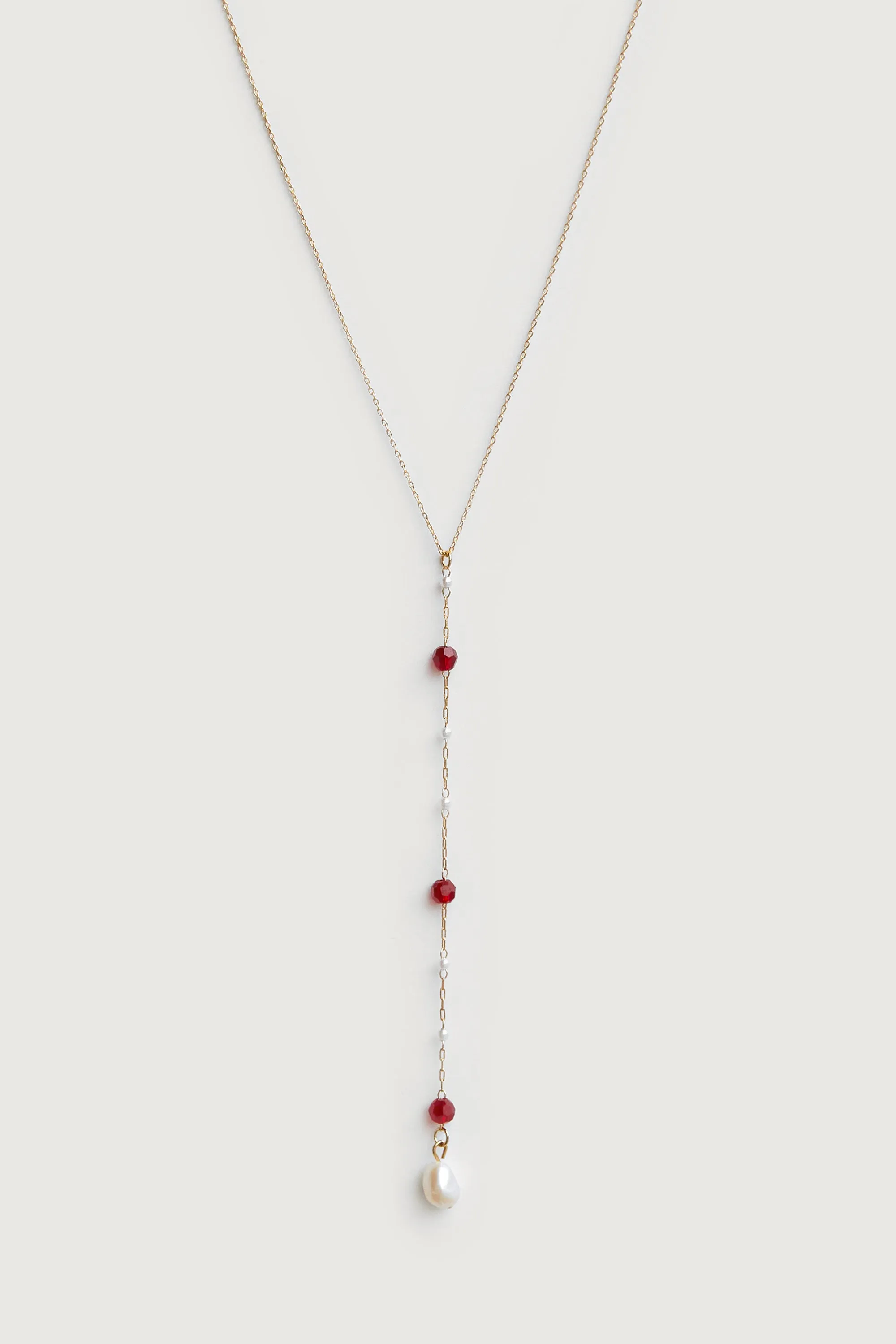 CHAIN NECKLACE WITH RED STONES