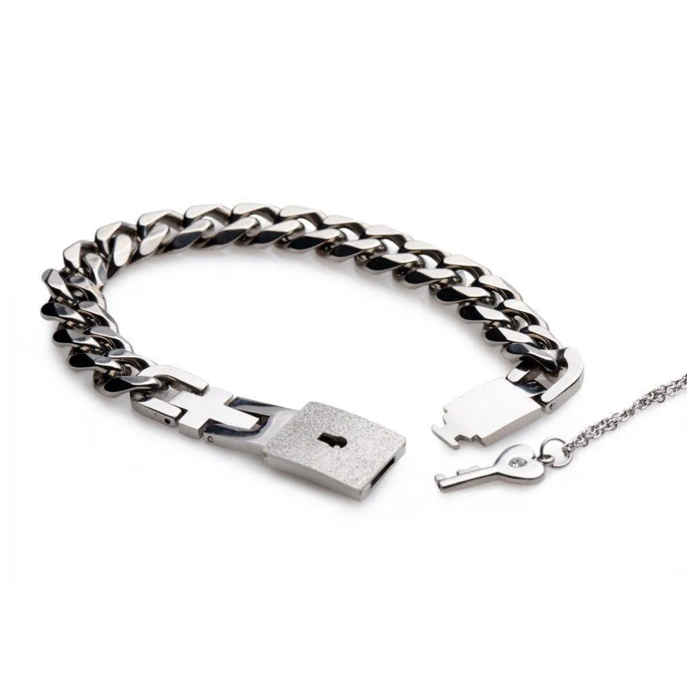 Chained Locking Bracelet and Key Necklace