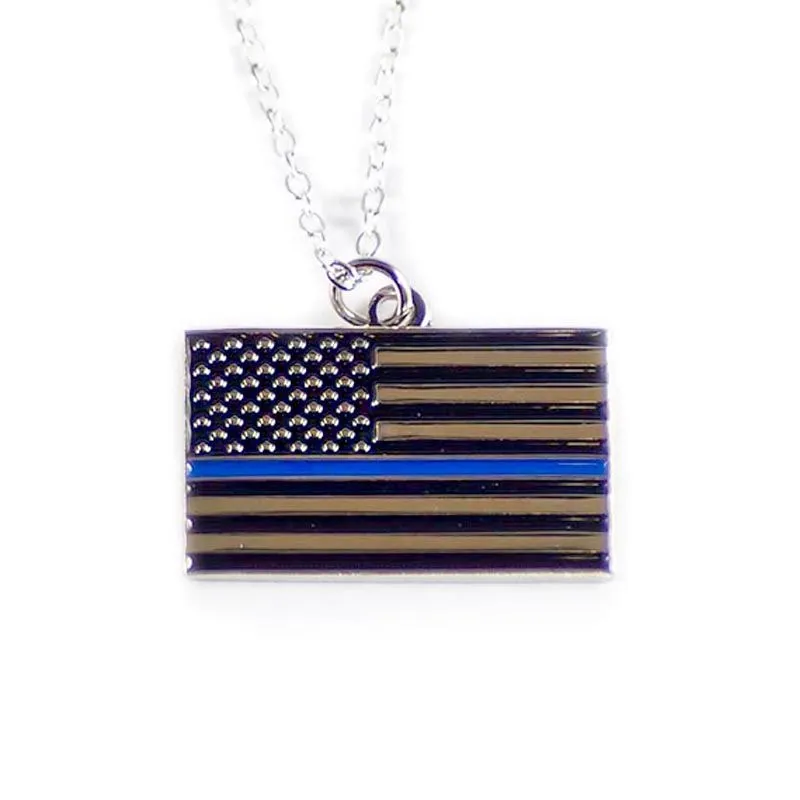 Classic Thin Blue Line American Flag Necklace