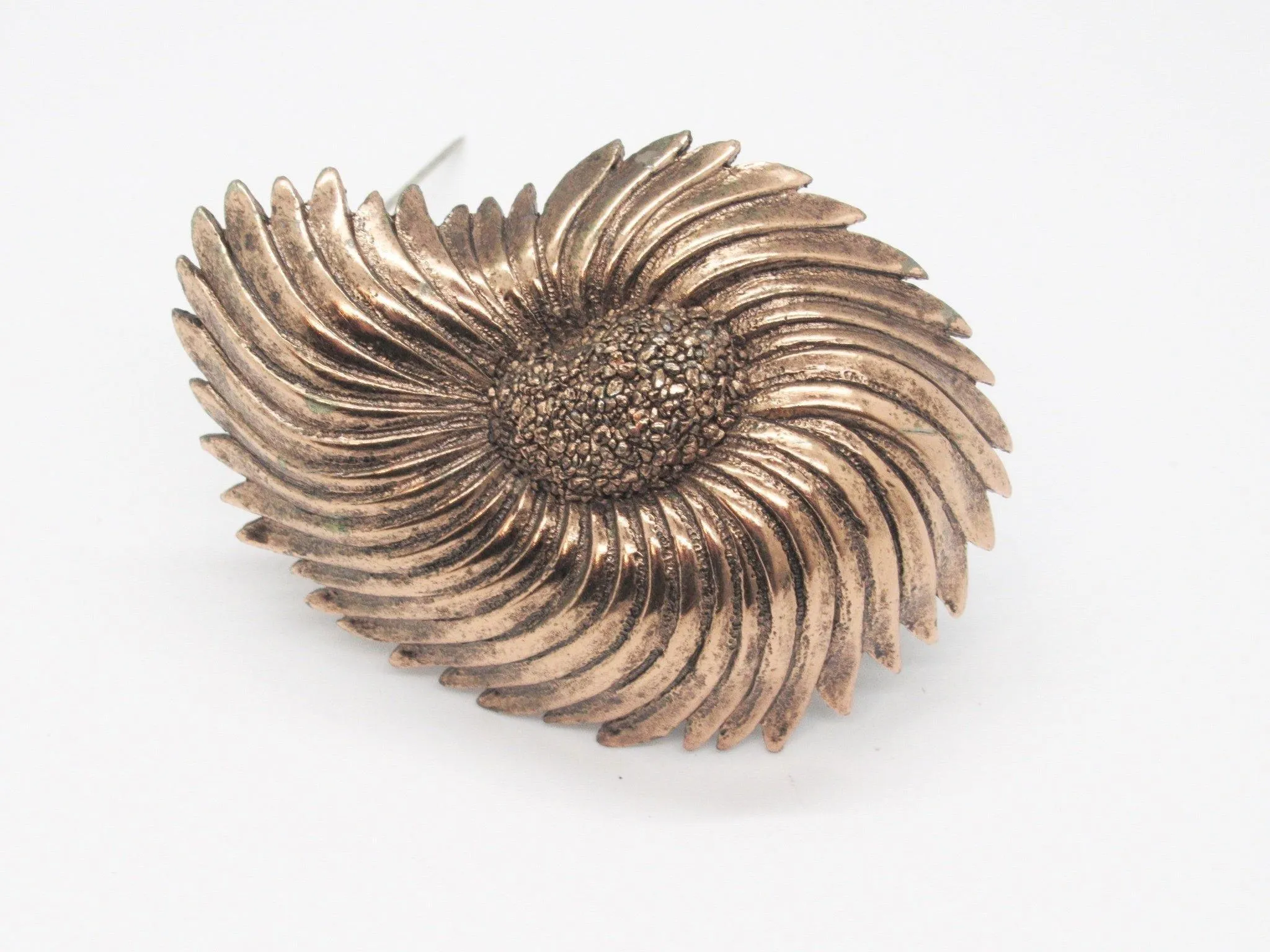 Compelling Vintage Tortolani Copper Toned Shell Brooch