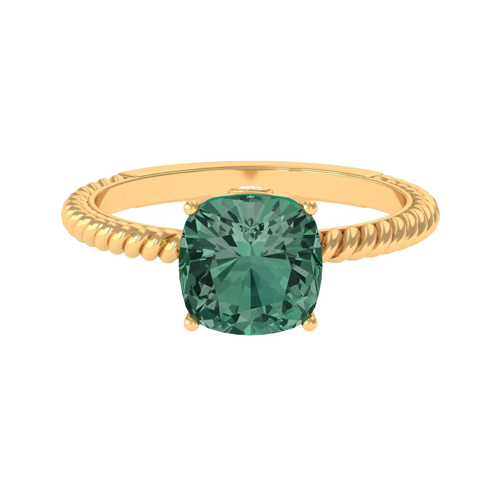 Created Green Sapphire Solitaire Engagement Ring