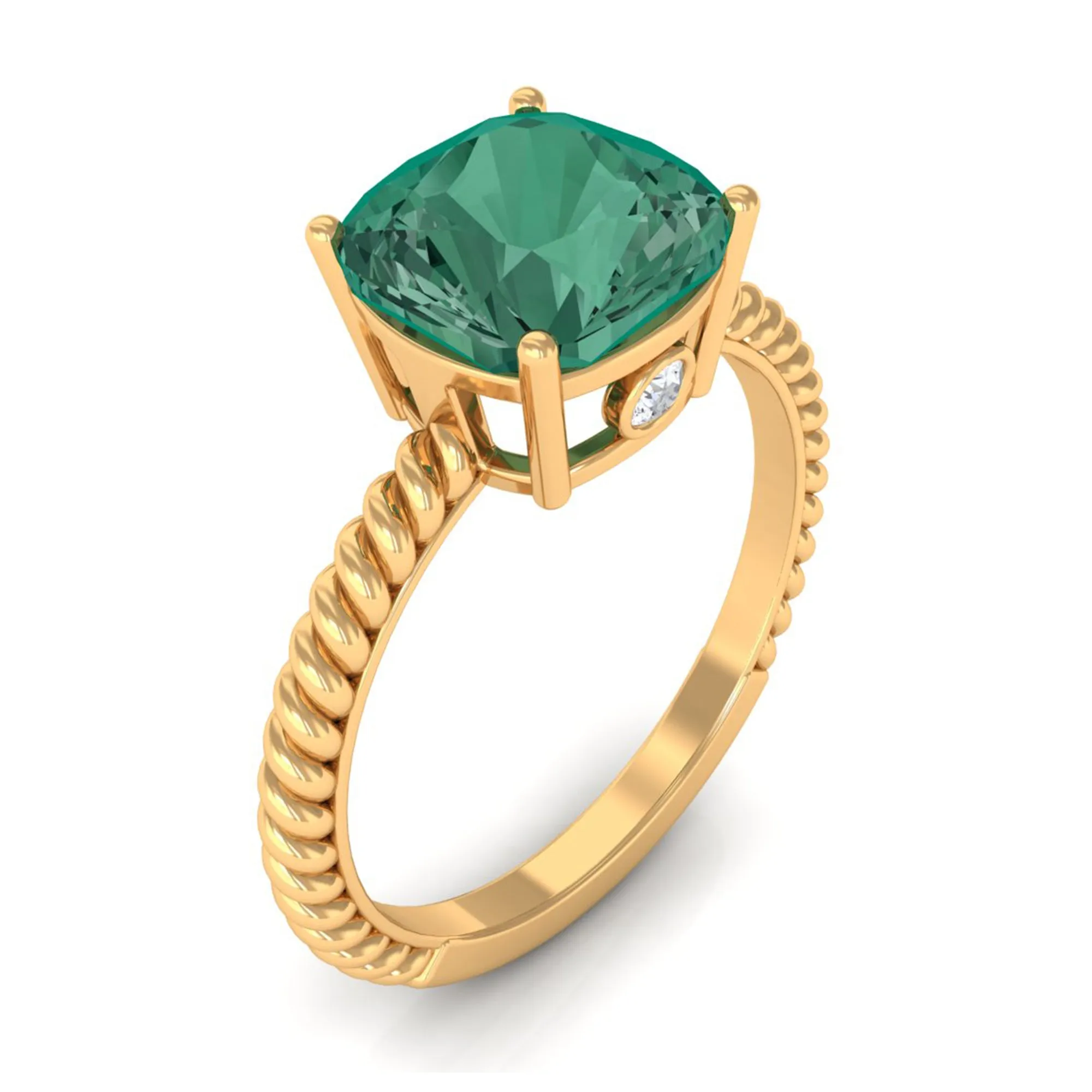 Created Green Sapphire Solitaire Engagement Ring