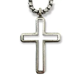 Cross Antique Silver Metal Finish Pendant Heavy Chain Necklace