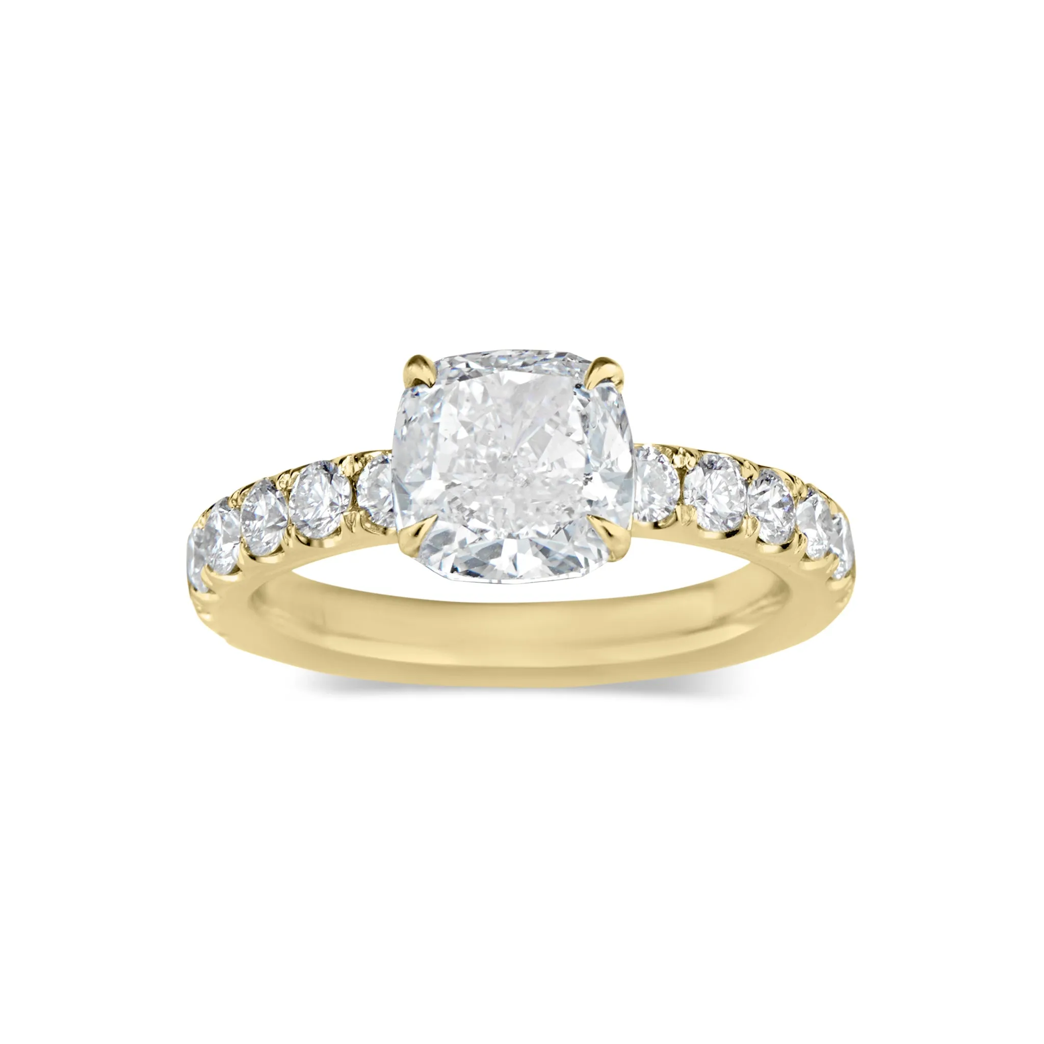 Cushion Diamond Engagement Ring with Diamond Shank