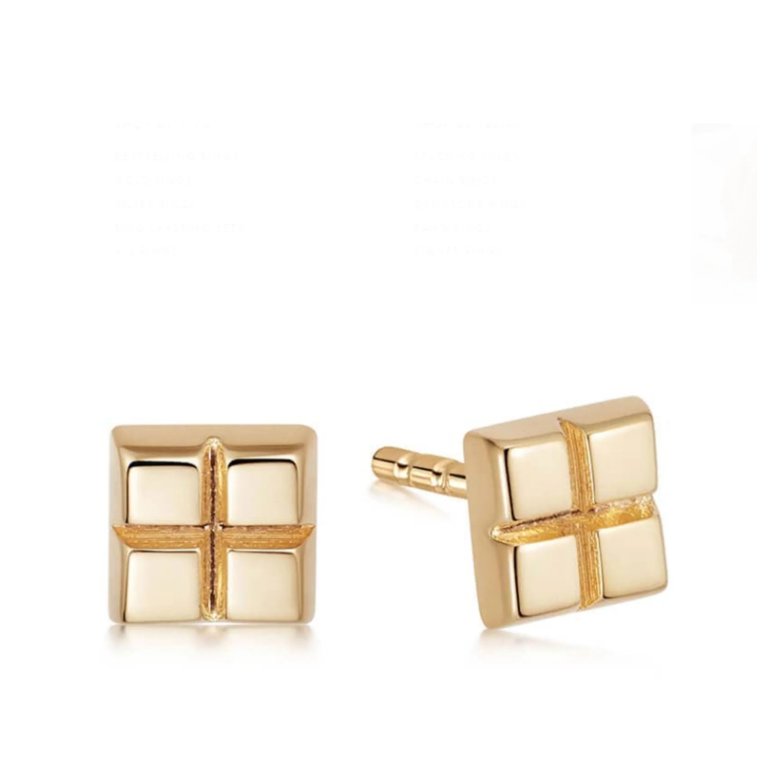 Daisy London CUBE STUD EARRINGS 18ct Gold Plate ST05_GP