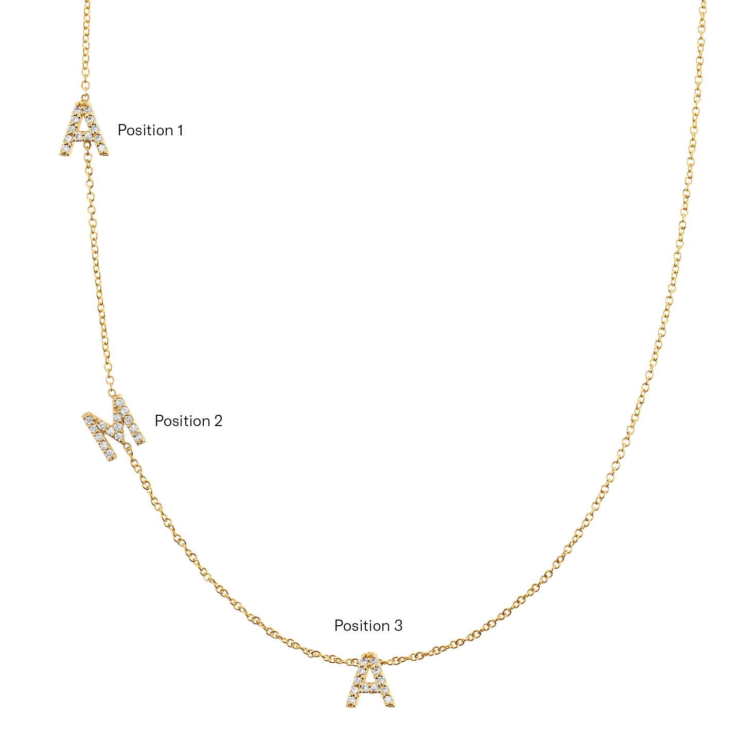 Diamond Asymmetrical Multi Initial Necklace