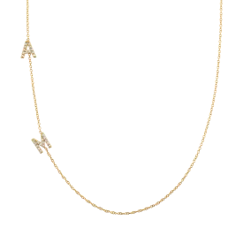 Diamond Asymmetrical Multi Initial Necklace