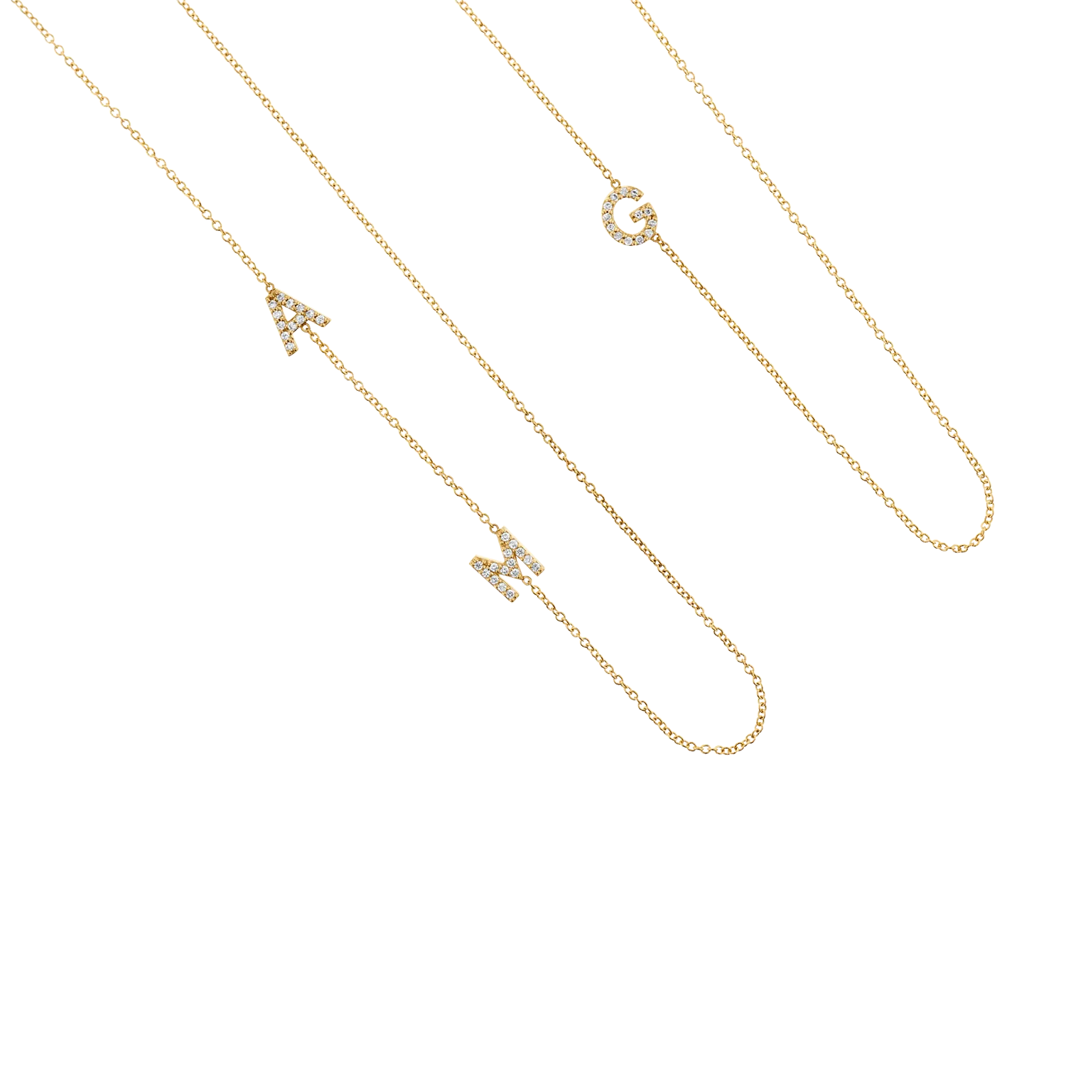 Diamond Asymmetrical Multi Initial Necklace