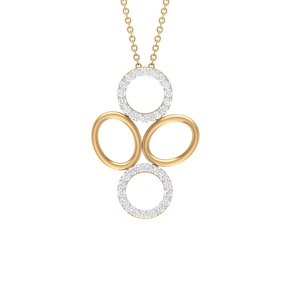 Diamond Contemporary Pendant Necklace in Two Tone Gold