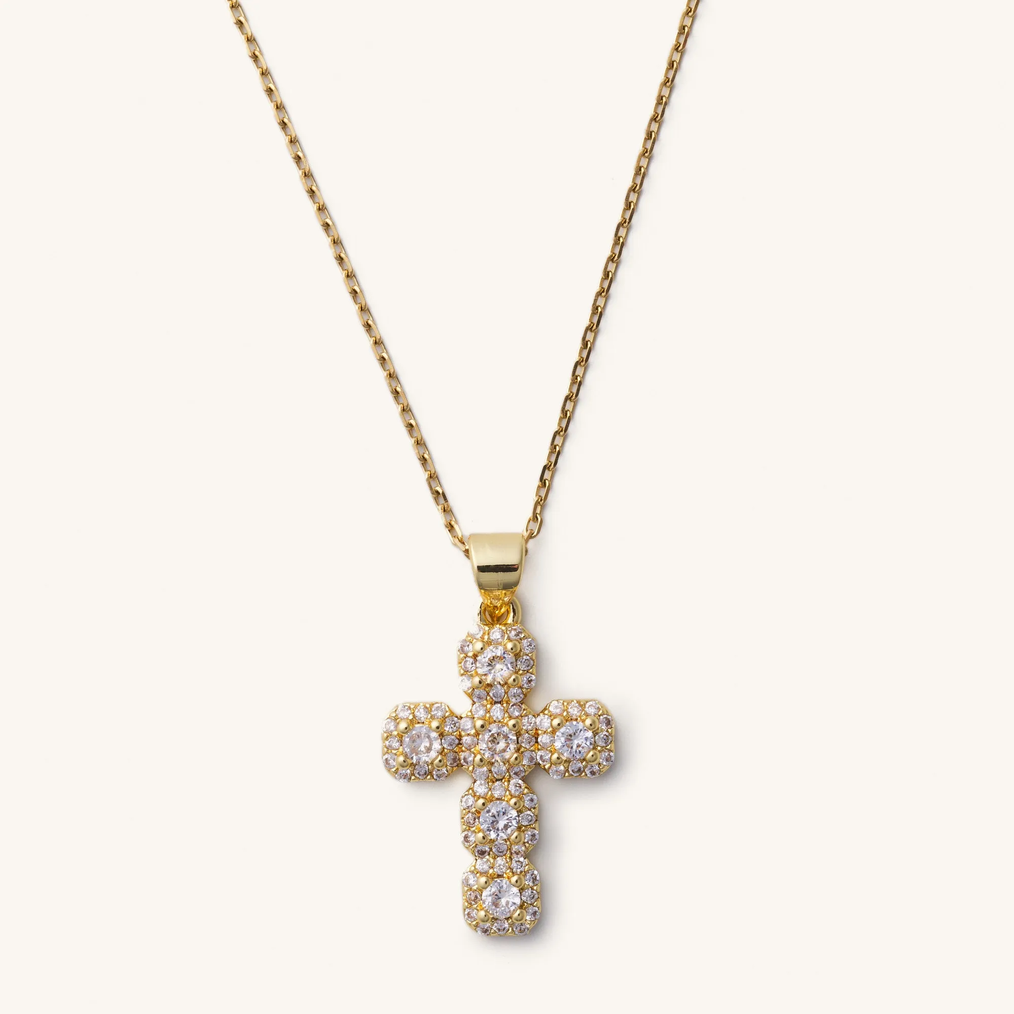 Diamond Cross Adjustable Necklace- Gold