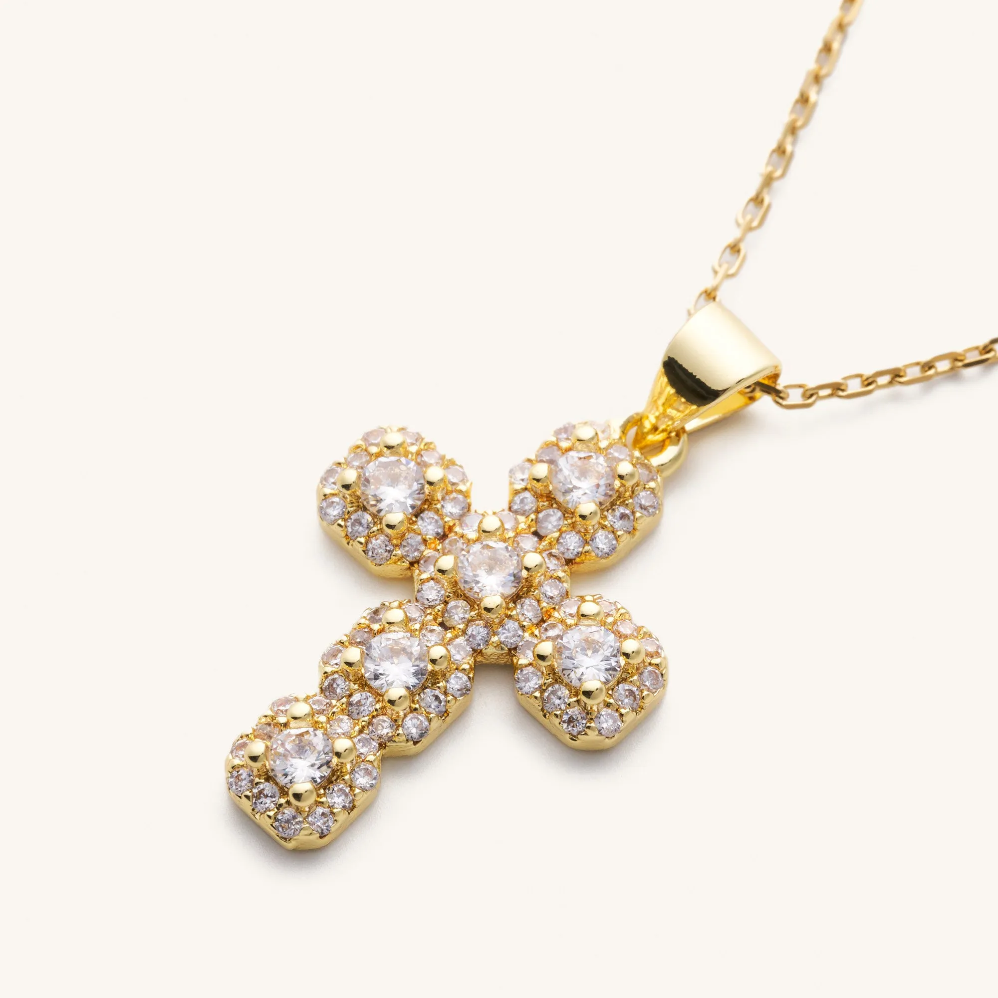 Diamond Cross Adjustable Necklace- Gold