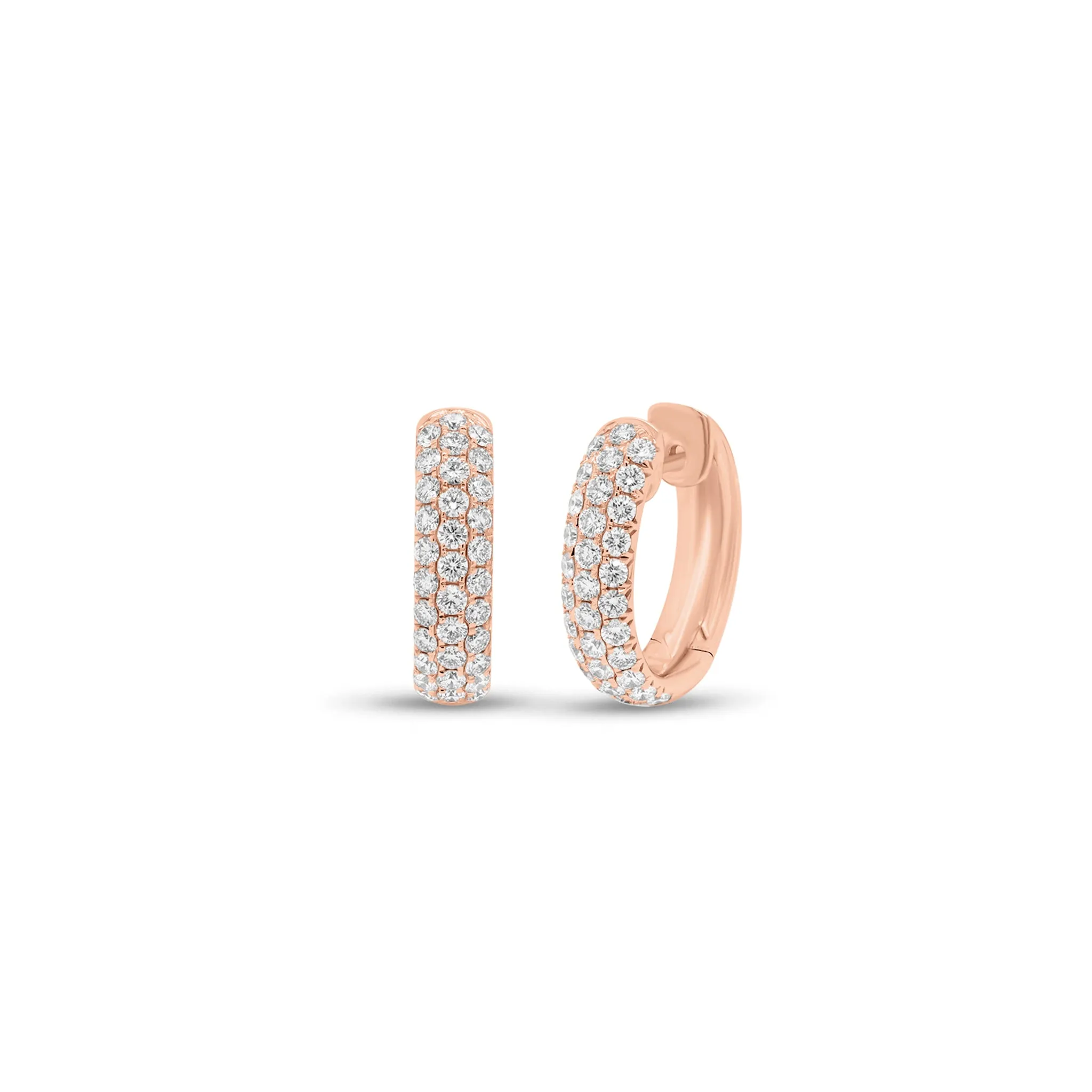 Diamond Triple Row Huggie Earrings