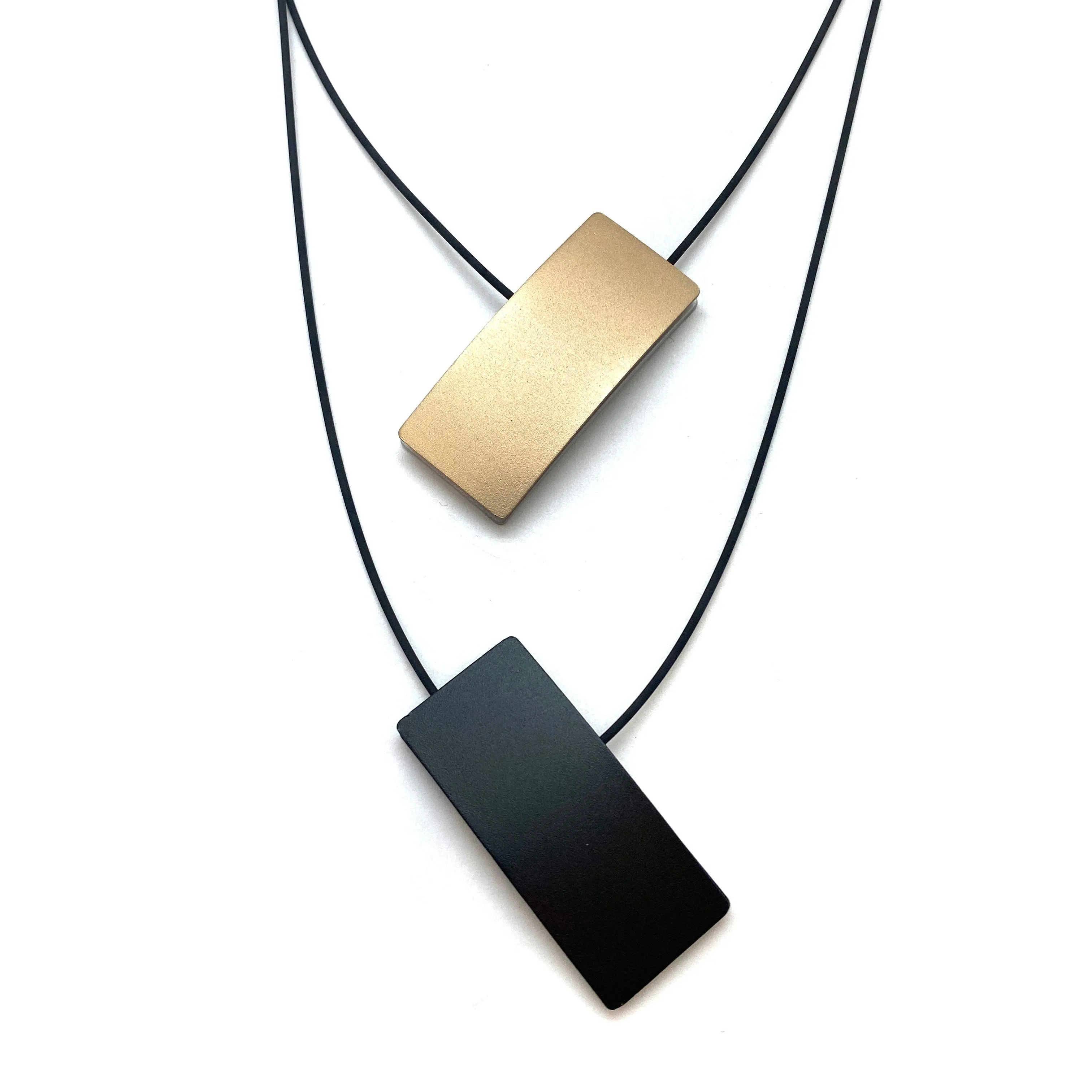 Double Sided Ajustable Necklace Black/Silver & Champagne/Black