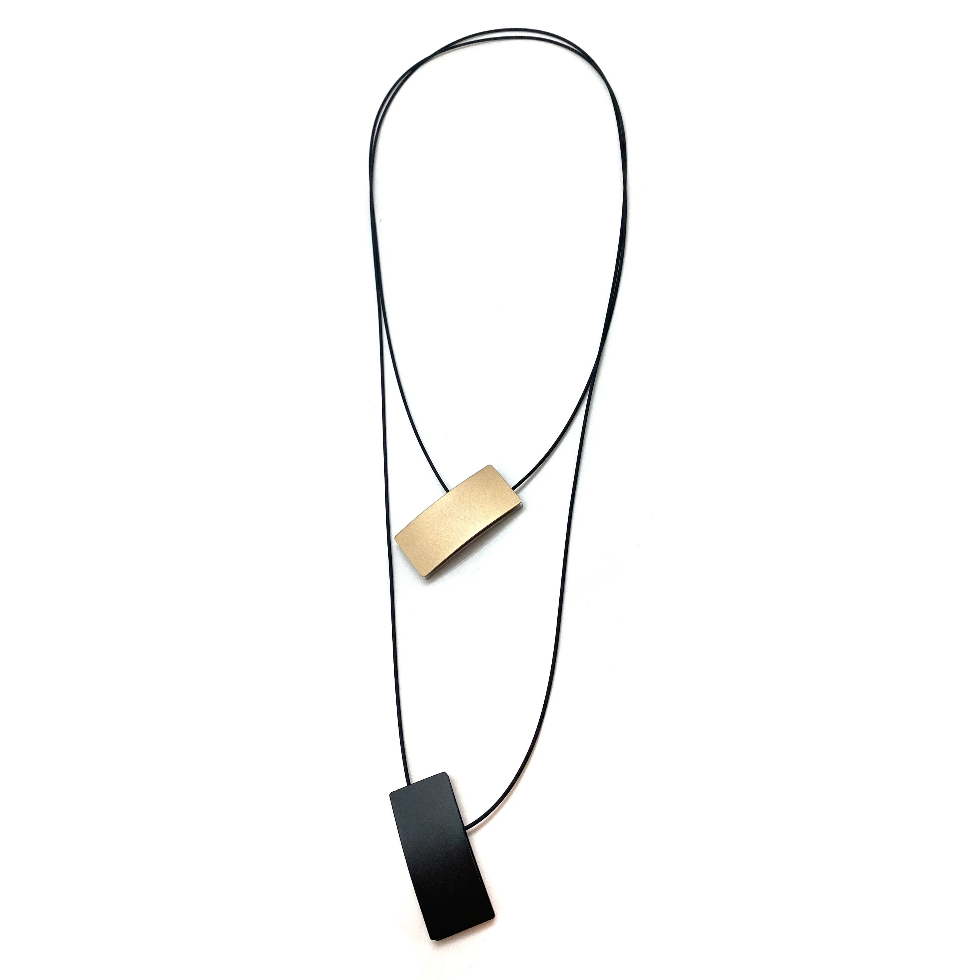 Double Sided Ajustable Necklace Black/Silver & Champagne/Black