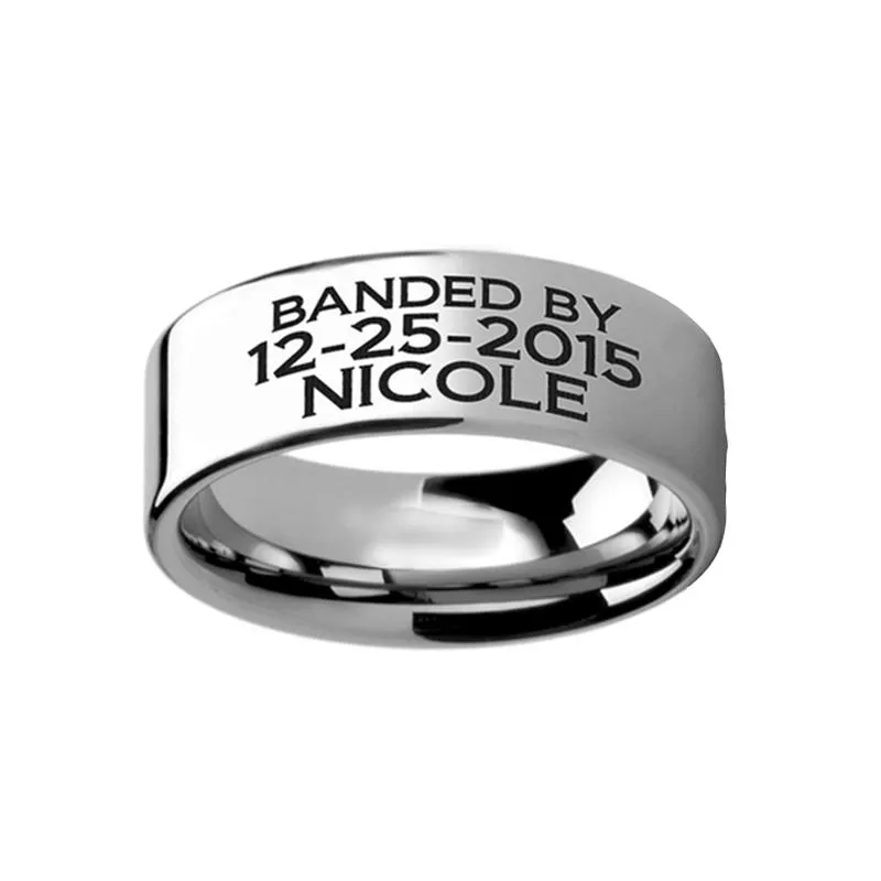 Duck Band Style Flat Tungsten Memorial Ring for Men and Women - 4MM - 12MM