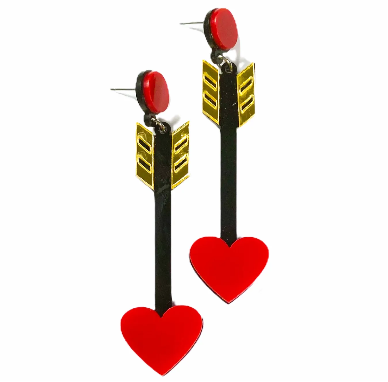 Earrings - Oversized arrow heart drops