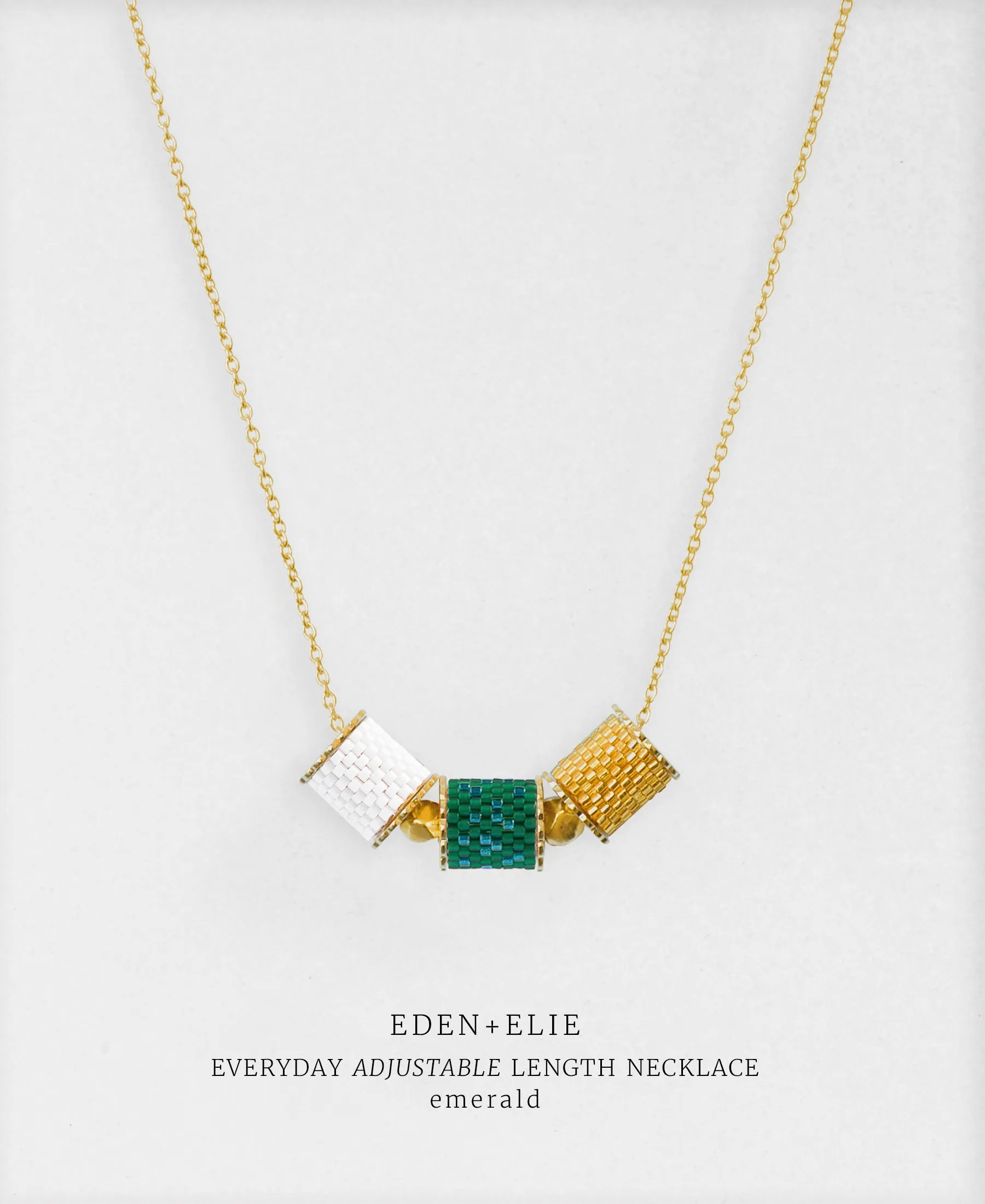 EDEN   ELIE Everyday Adjustable Length Necklace - emerald green