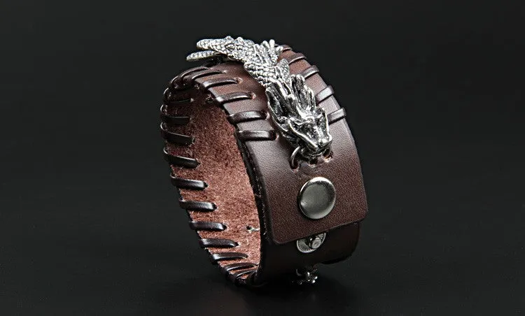 Epic Dragon Heavy Metal Leather Bracelet