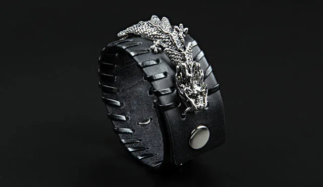 Epic Dragon Heavy Metal Leather Bracelet