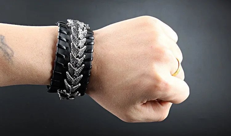 Epic Dragon Heavy Metal Leather Bracelet