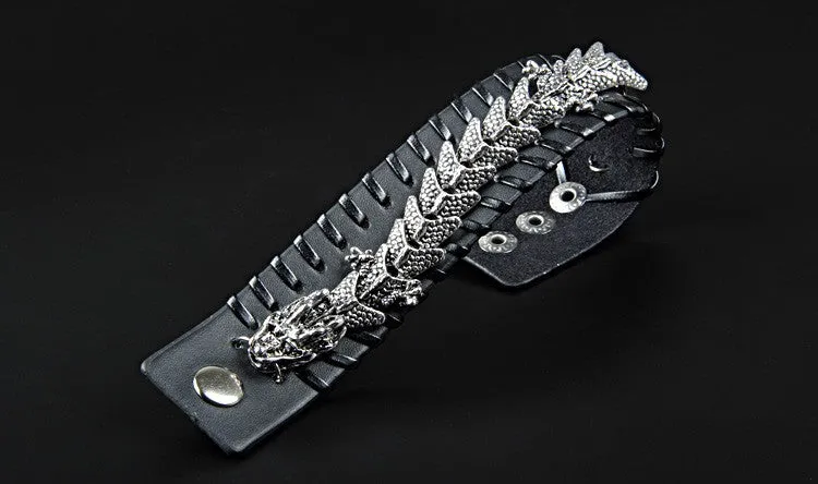 Epic Dragon Heavy Metal Leather Bracelet