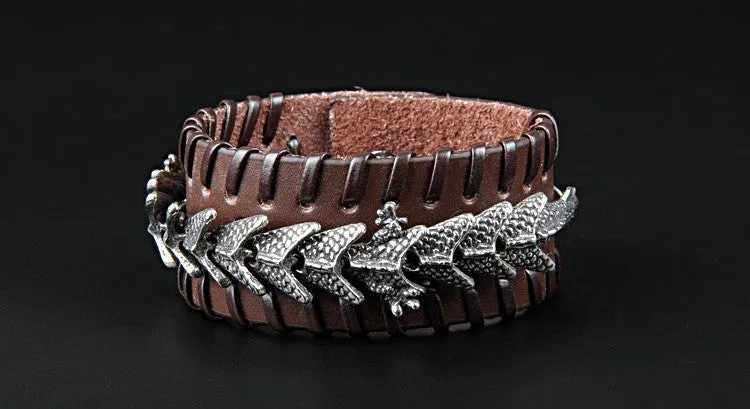 Epic Dragon Heavy Metal Leather Bracelet