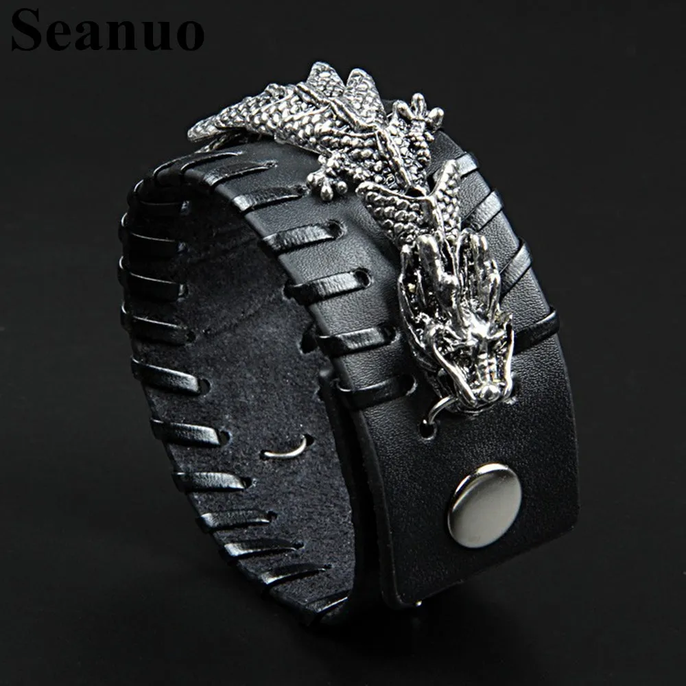 Epic Dragon Heavy Metal Leather Bracelet