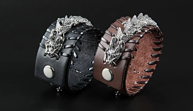 Epic Dragon Heavy Metal Leather Bracelet