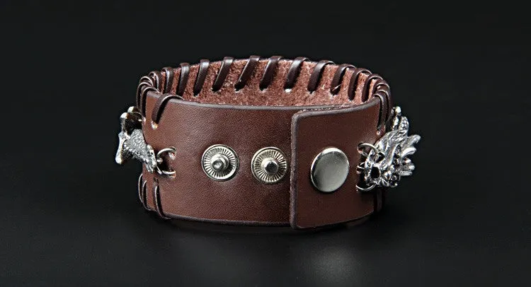 Epic Dragon Heavy Metal Leather Bracelet