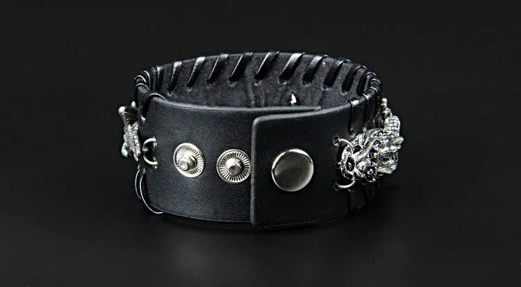 Epic Dragon Heavy Metal Leather Bracelet