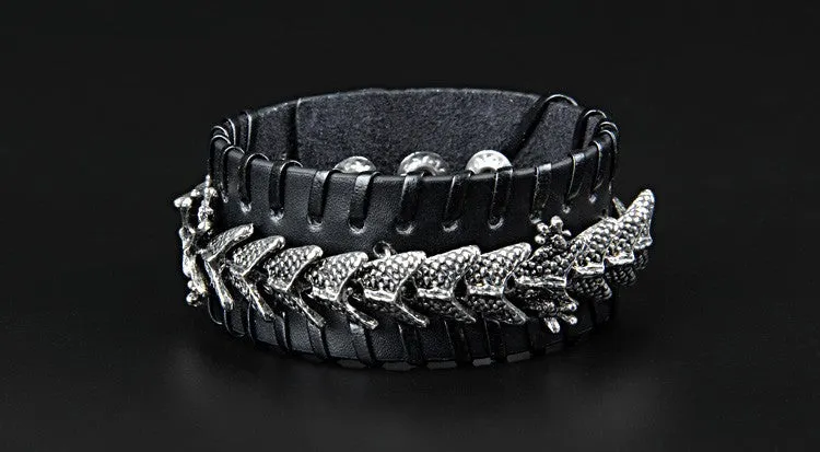 Epic Dragon Heavy Metal Leather Bracelet