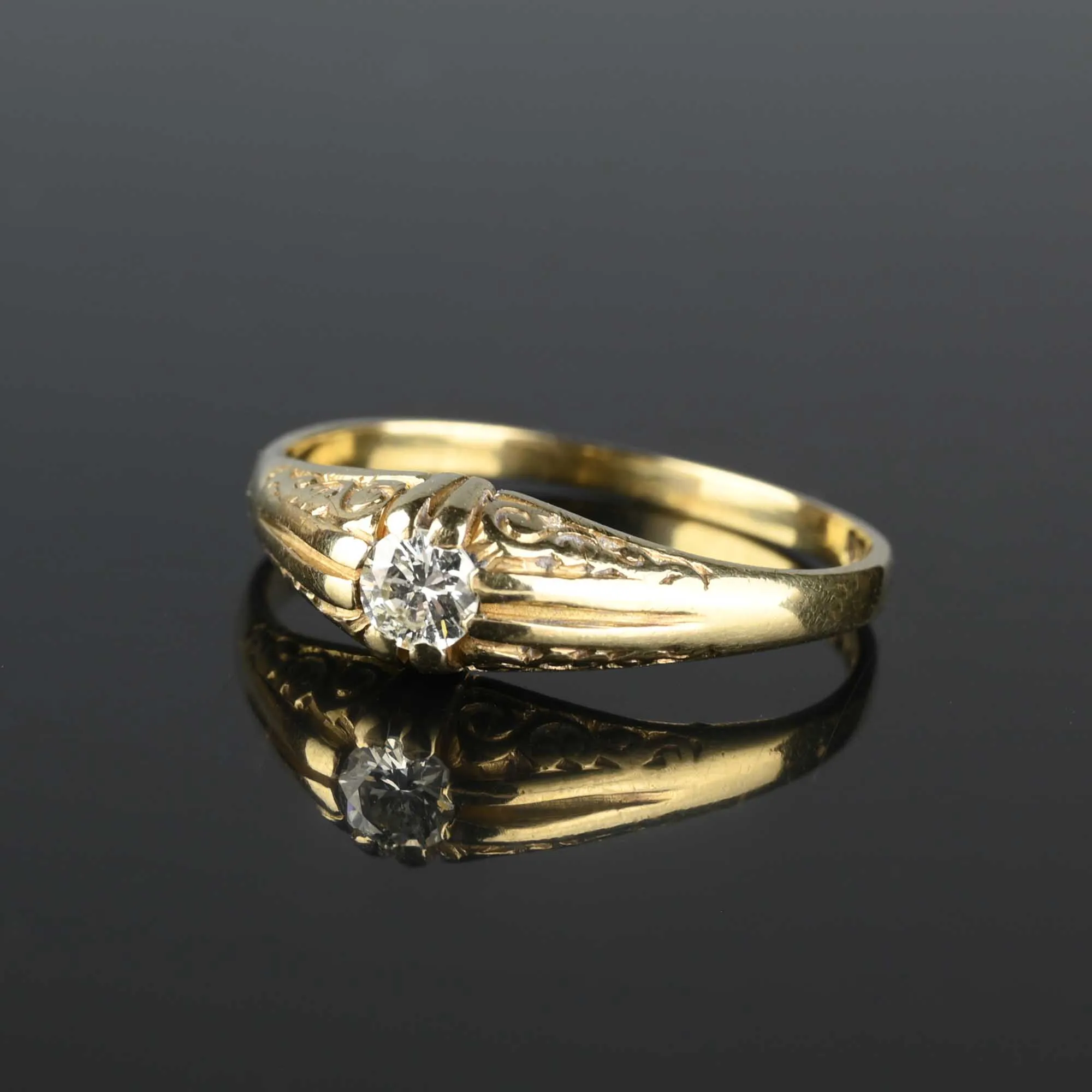 Fine Gold Edwardian Style Diamond Solitaire Ring