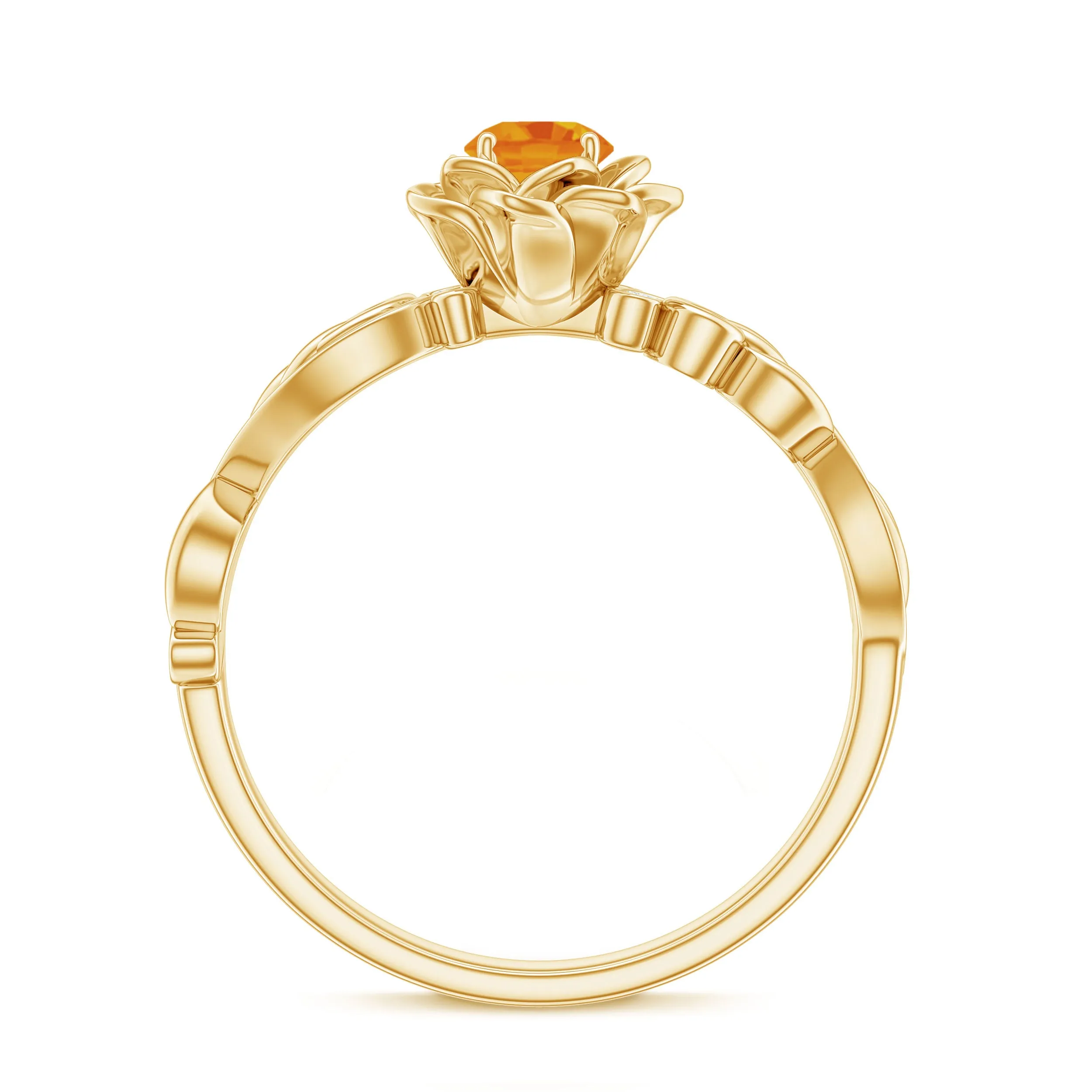 Flower Inspired Orange Sapphire and Diamond Engagement Ring