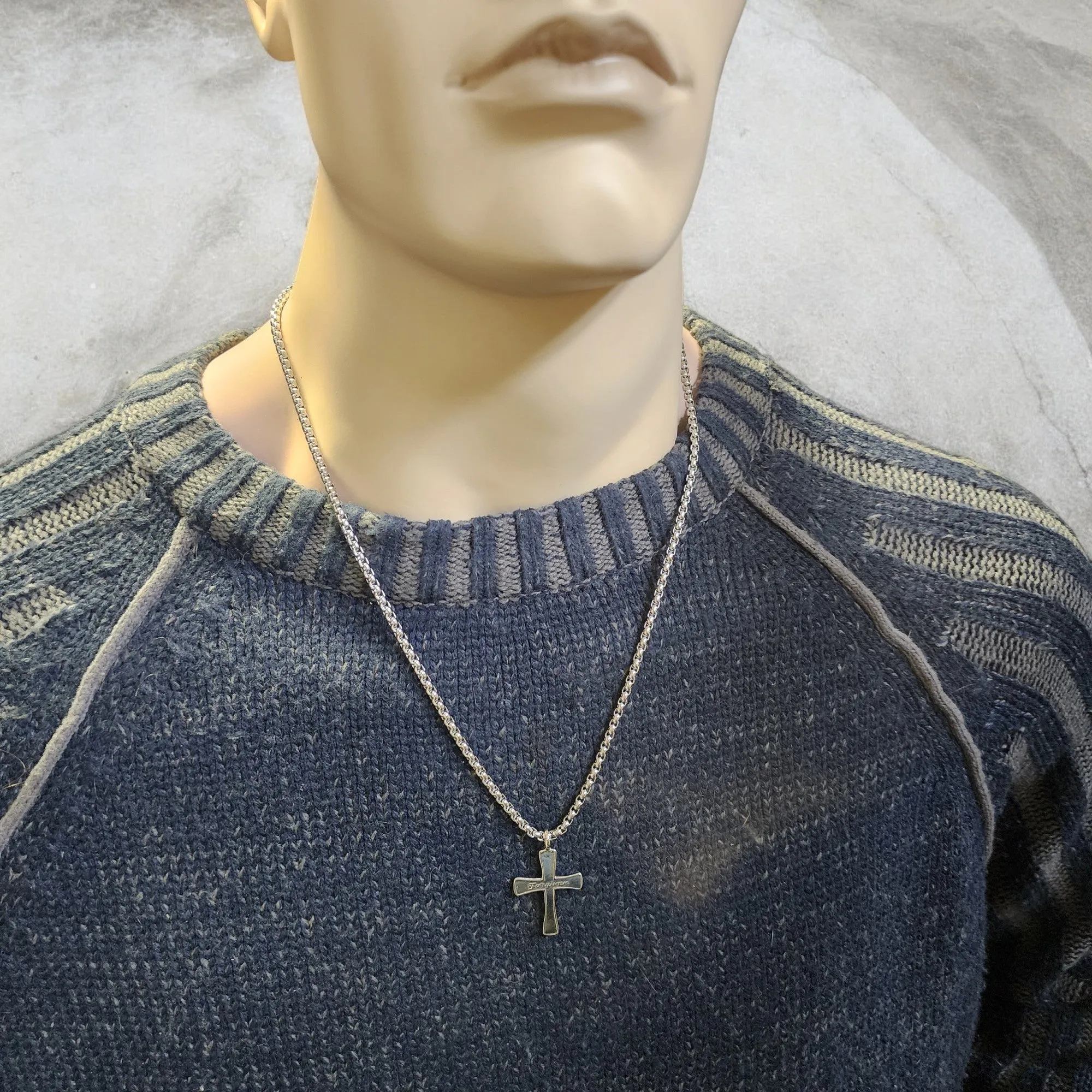 Forgiven Cross Rhodium Metal Finish Heavy Chain Necklace