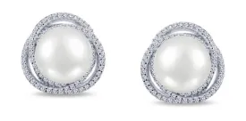 Freshwater Pearl and Simulated Diamond Post Earrings E0230PLP