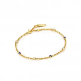 Gold Lapis Chain Bracelet B039-01G-L