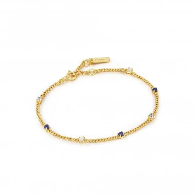 Gold Lapis Chain Bracelet B039-01G-L